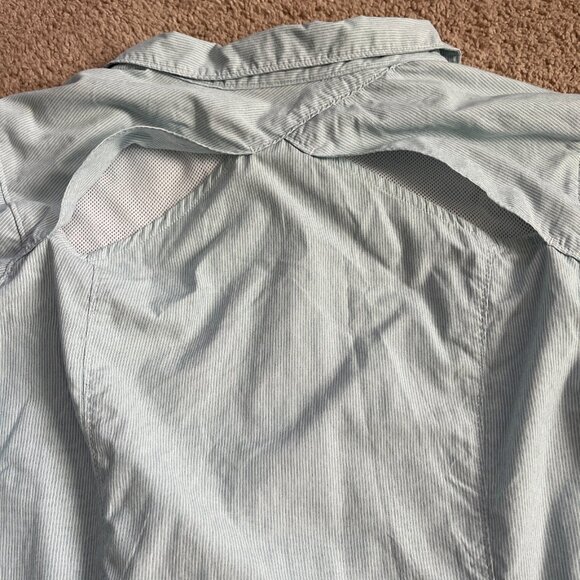 ExOfficio Insect Shield Women Large Striped Blue Outdoor Hiking LongSleeve Shirt - Picture 6 of 7